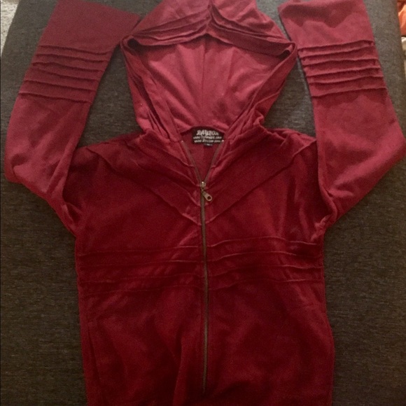 NWOT Lightweight UNISEX Zip Up Hoodie maroon - Picture 4 of 7